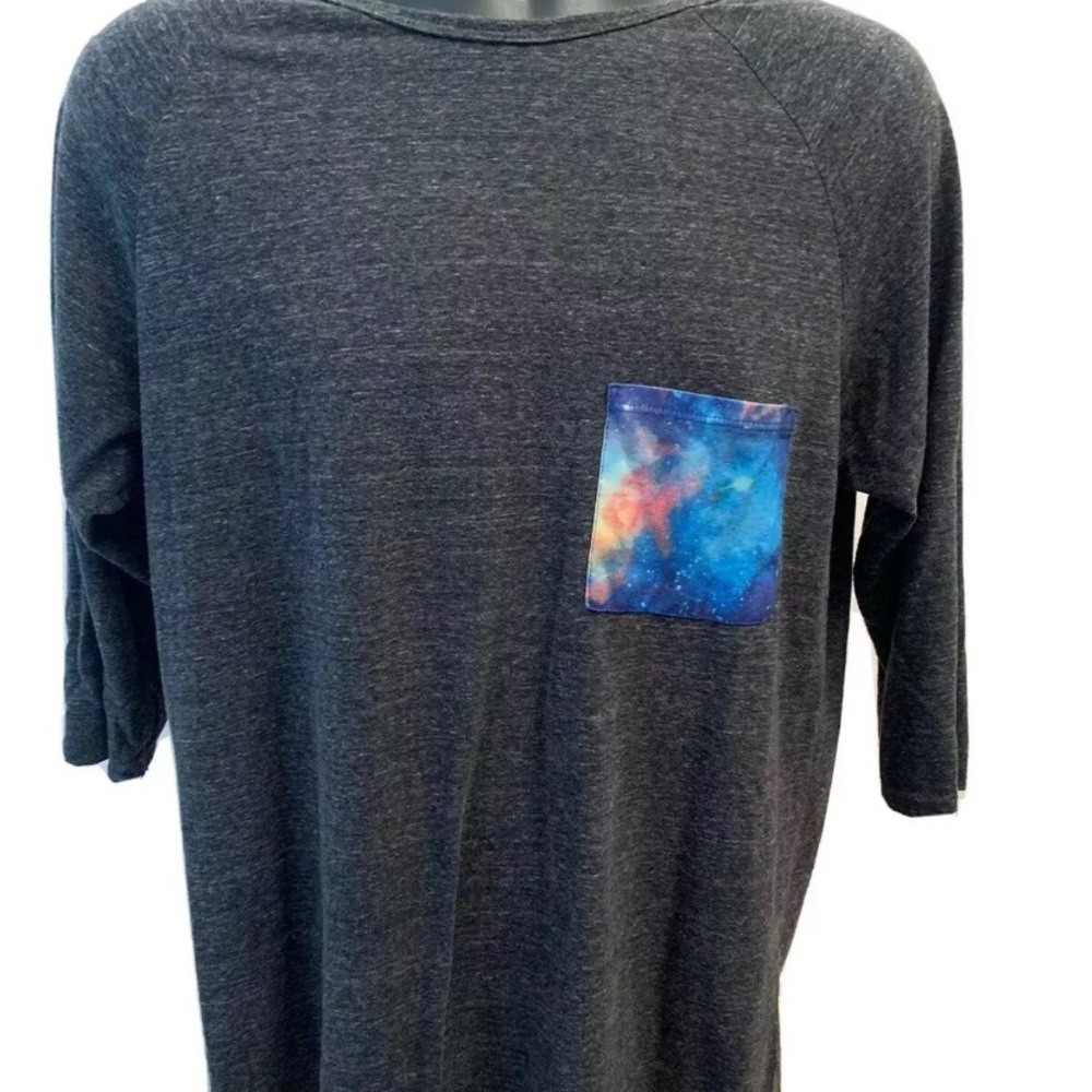 On The Byas Gray Cosmic Themed Pocket Shirt Large